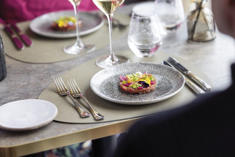 A dish featuring fresh Norwegian seafood aboard Hurtigruten